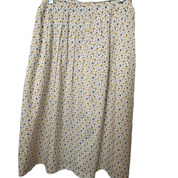 Vintage 80s does 50s Personal White Yellow Floral Skirt Small Medium Spring Boho - Picture 1 of 7